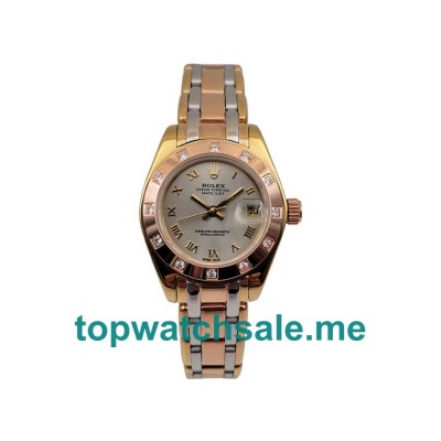 UK Rolex Pearlmaster 80318 Replica Watches With Rhodium Dials For Ladies + Topreplicawatches.me