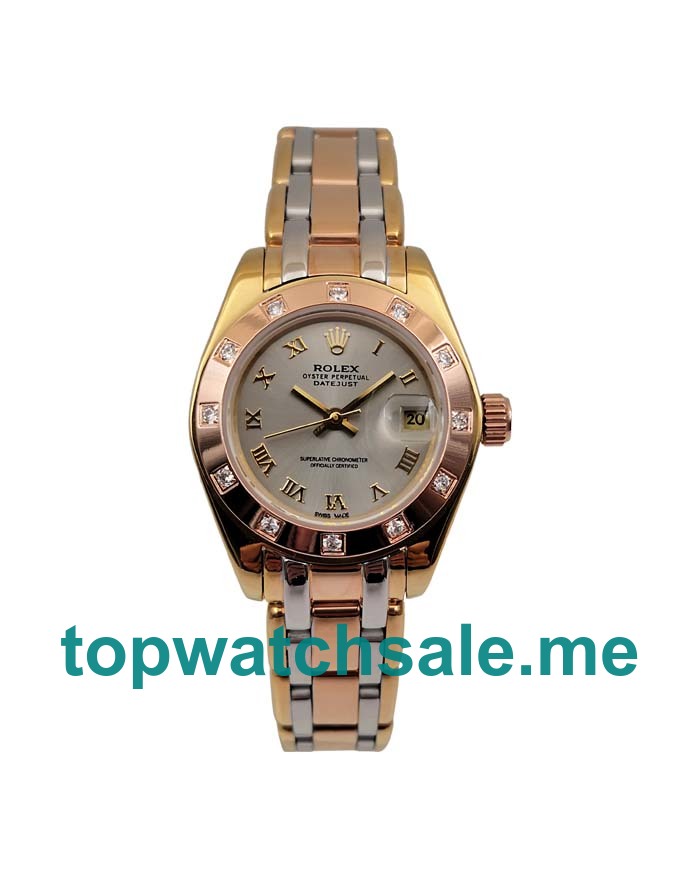 UK Rolex Pearlmaster 80318 Replica Watches With Rhodium Dials For Ladies + Topreplicawatches.me