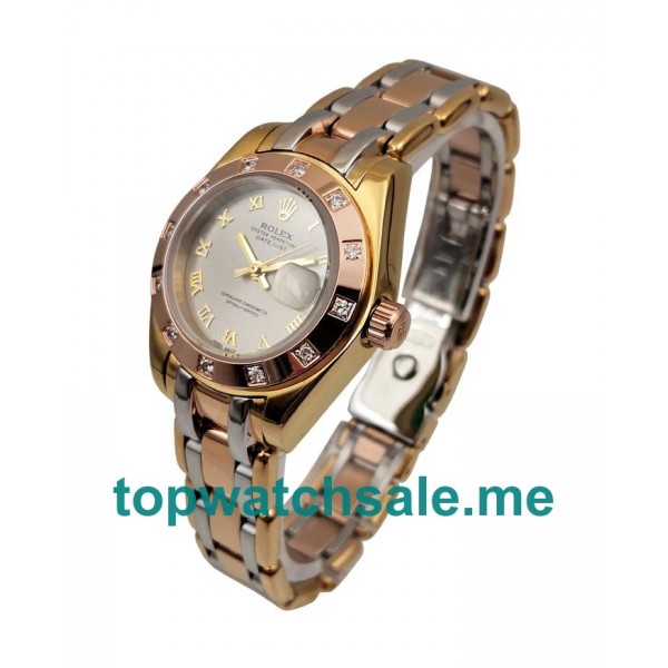UK Rolex Pearlmaster 80318 Replica Watches With Rhodium Dials For Ladies + Topreplicawatches.me