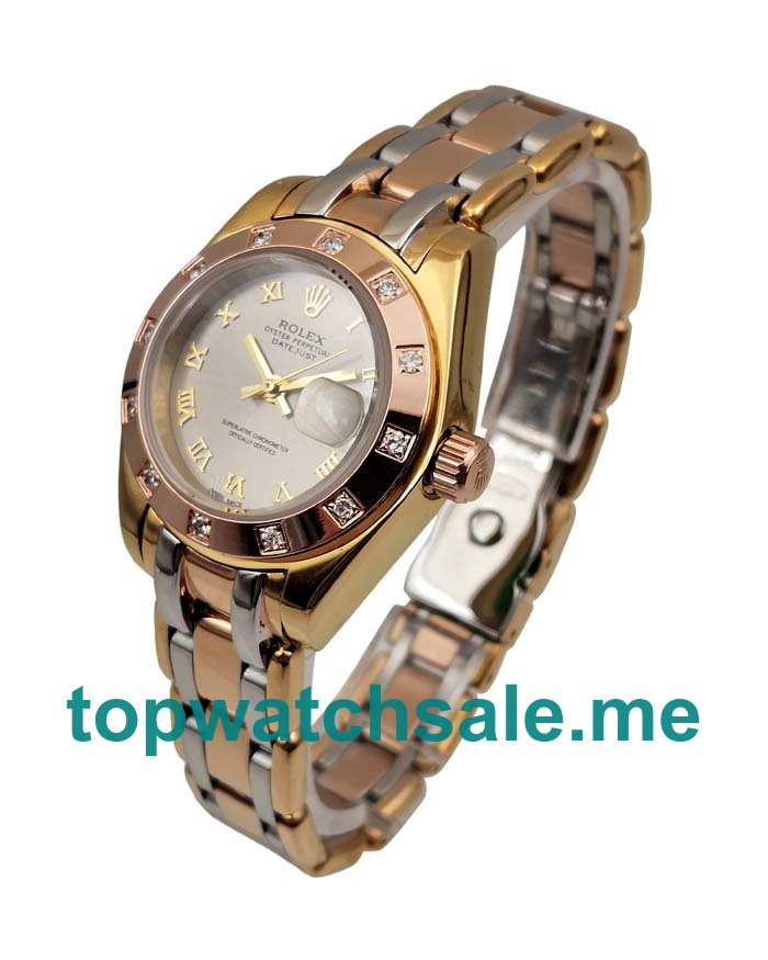 UK Rolex Pearlmaster 80318 Replica Watches With Rhodium Dials For Ladies + Topreplicawatches.me