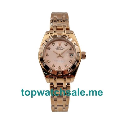 UK Rolex Pearlmaster 80315 Replica Watches With Rose Dials For Ladies + Topreplicawatches.me