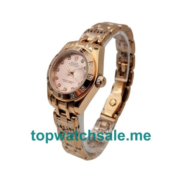 UK Rolex Pearlmaster 80315 Replica Watches With Rose Dials For Ladies + Topreplicawatches.me