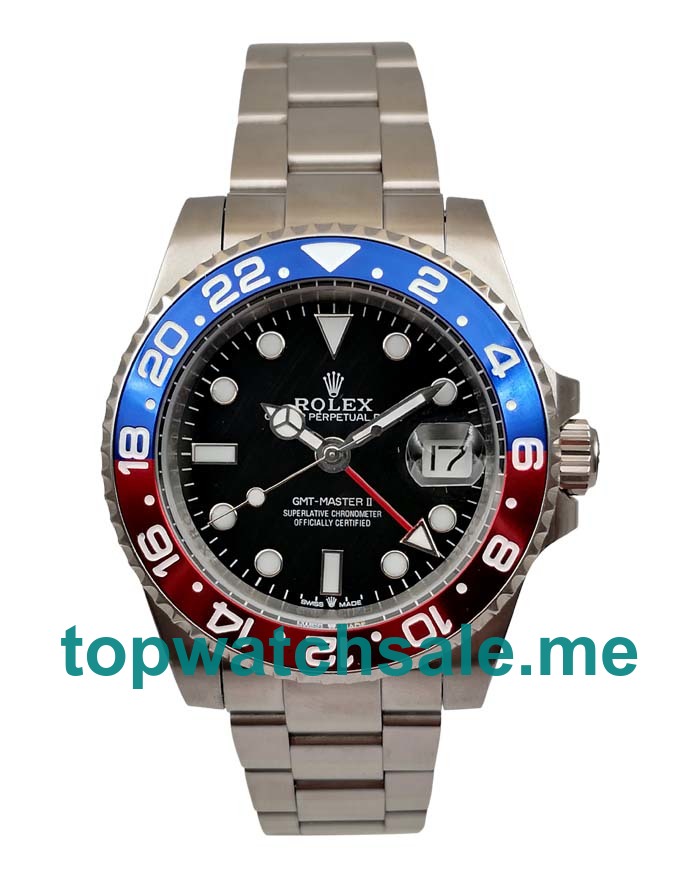 UK Rolex GMT-Master II 1675 Replica Watches With Black Dials For Men + Topreplicawatches.me