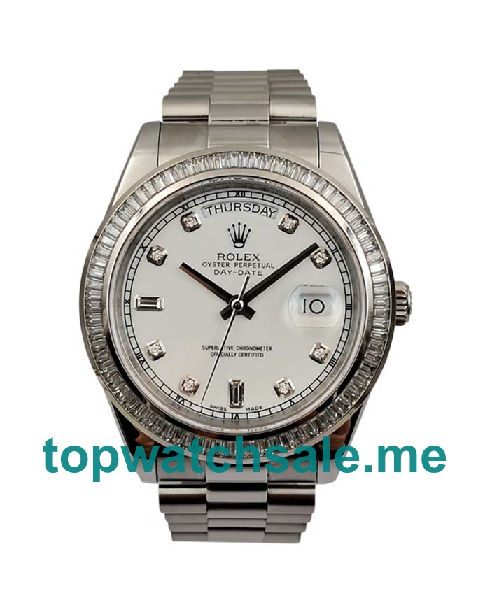 UK Rolex Day-Date 118346 Replica Watches With White Dials For Men + Topreplicawatches.me