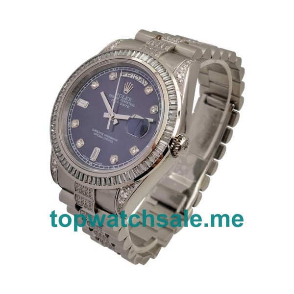 UK Rolex Day-Date 118346 Replica Watches With Blue Dials For Men + Topreplicawatches.me