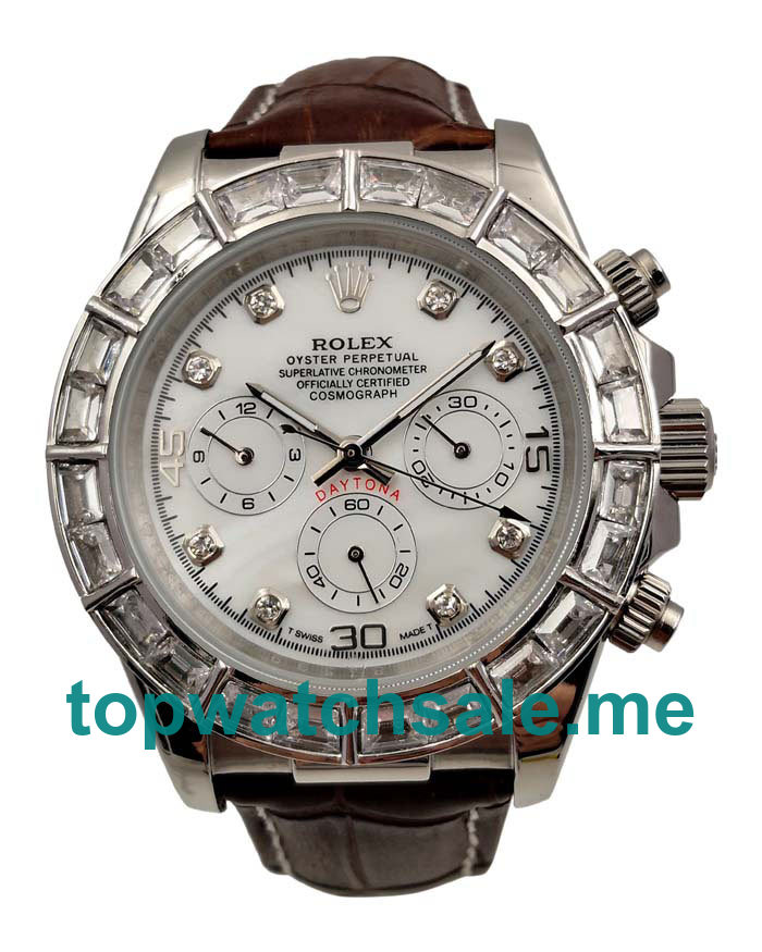 UK Rolex Daytona 116589BR Replica Watches With White Mother-Of-Pearl Dials For Men + Topreplicawatches.me