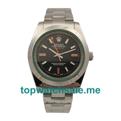 UK Rolex Milgauss 116400GV Replica Watches With Black Dials For Men + Topreplicawatches.me