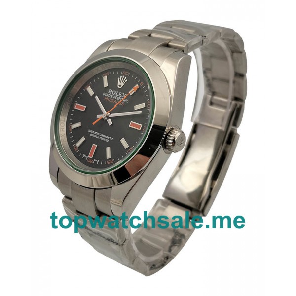 UK Rolex Milgauss 116400GV Replica Watches With Black Dials For Men + Topreplicawatches.me