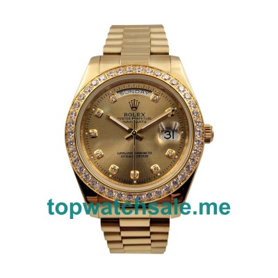UK Rolex Day-Date 218348 Replica Watches With Champagne Dials For Men + Topreplicawatches.me