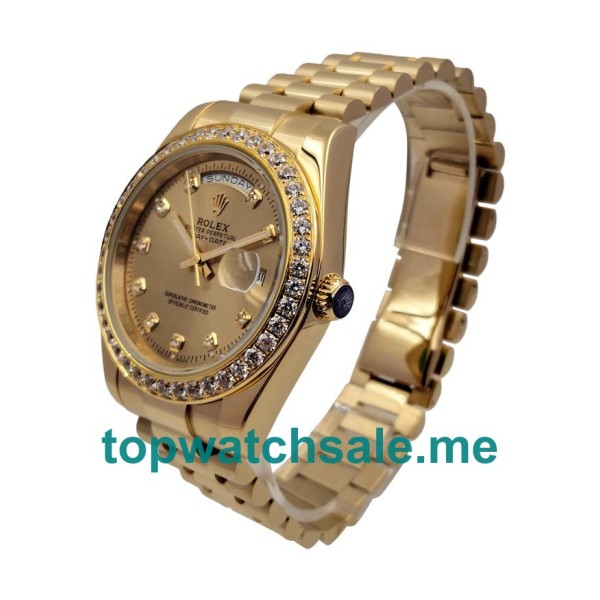 UK Rolex Day-Date 218348 Replica Watches With Champagne Dials For Men + Topreplicawatches.me