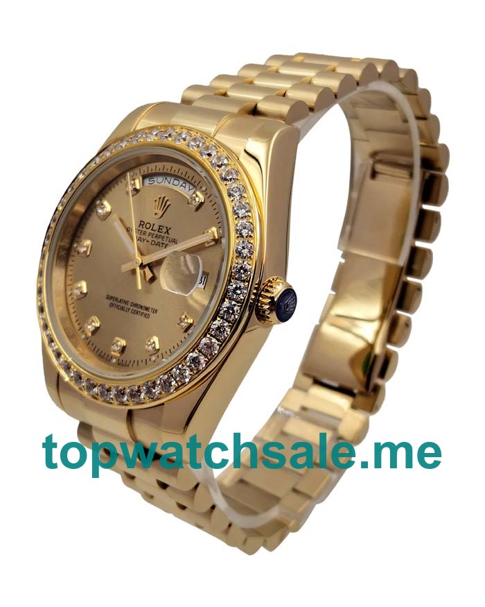 UK Rolex Day-Date 218348 Replica Watches With Champagne Dials For Men + Topreplicawatches.me