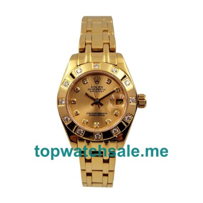 UK Rolex Pearlmaster 81318 Replica Watches With Champagne Dials For Ladies + Topreplicawatches.me