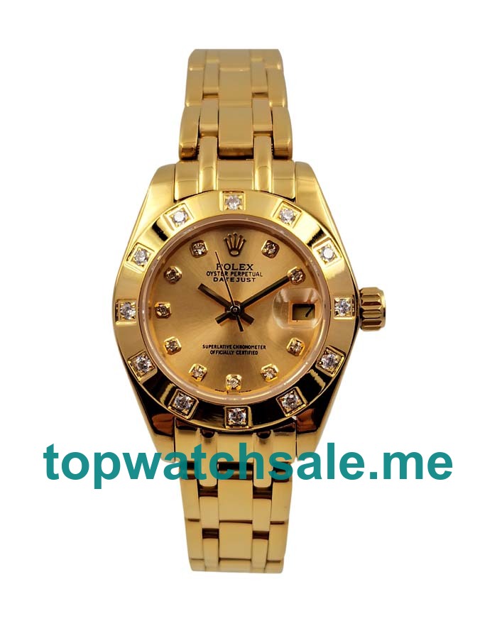 UK Rolex Pearlmaster 81318 Replica Watches With Champagne Dials For Ladies + Topreplicawatches.me