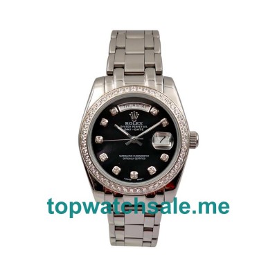 UK Rolex Day-Date 118346 Replica Watches With Black Dials For Men + Topreplicawatches.me