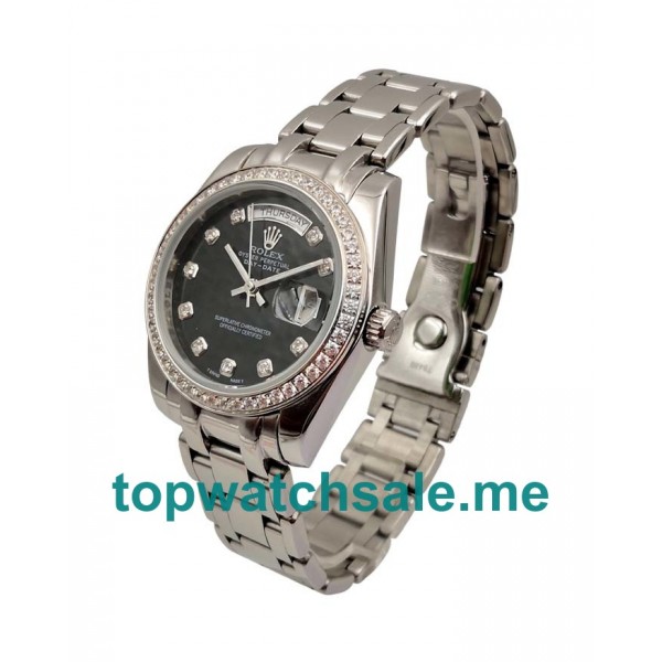 UK Rolex Day-Date 118346 Replica Watches With Black Dials For Men + Topreplicawatches.me