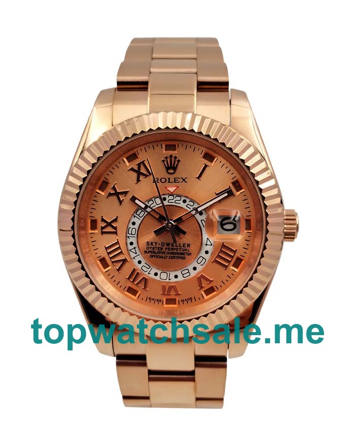 UK Rolex Sky-Dweller 326935 Replica Watches With Champagne Dials For Men + Topreplicawatches.me