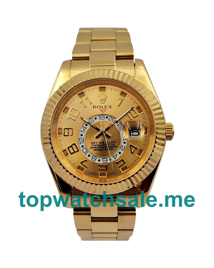 UK Rolex Sky-Dweller 326938 Replica Watches With Champagne Dials For Men + Topreplicawatches.me