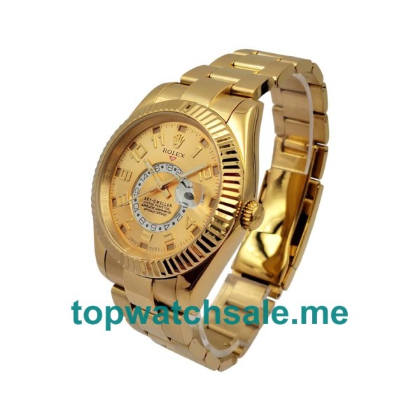 UK Rolex Sky-Dweller 326938 Replica Watches With Champagne Dials For Men + Topreplicawatches.me