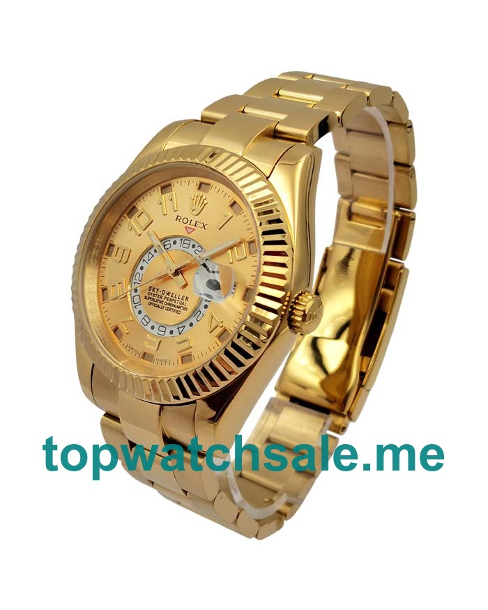 UK Rolex Sky-Dweller 326938 Replica Watches With Champagne Dials For Men + Topreplicawatches.me