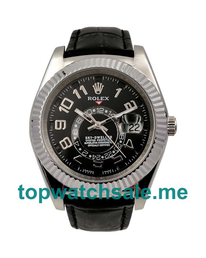 UK Rolex Sky-Dweller 326139 Replica Watches With Black Dials For Men + Topreplicawatches.me