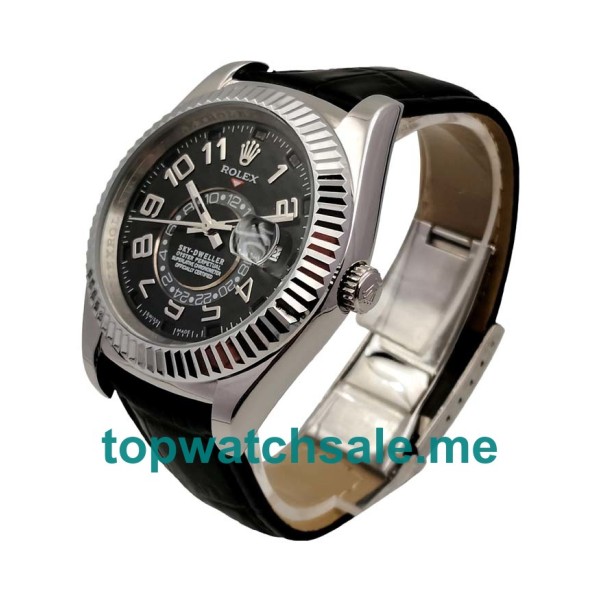 UK Rolex Sky-Dweller 326139 Replica Watches With Black Dials For Men + Topreplicawatches.me