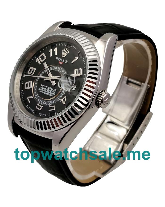 UK Rolex Sky-Dweller 326139 Replica Watches With Black Dials For Men + Topreplicawatches.me