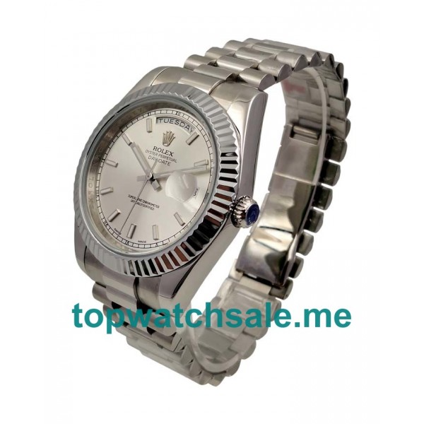UK Rolex Day-Date II 218239 Replica Watches With Silver Dials For Men + Topreplicawatches.me