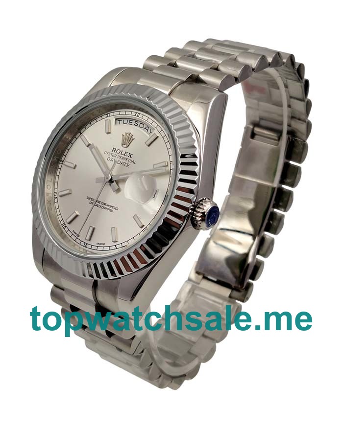 UK Rolex Day-Date II 218239 Replica Watches With Silver Dials For Men + Topreplicawatches.me