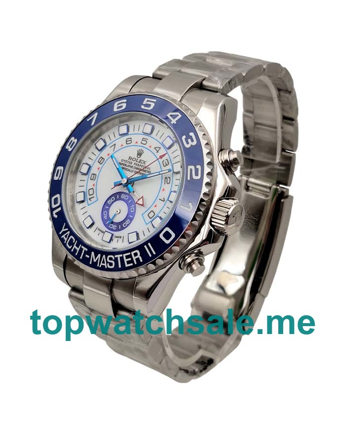 UK Rolex Yacht-Master II 116680 Replica Watches With White Dials For Men + Topreplicawatches.me