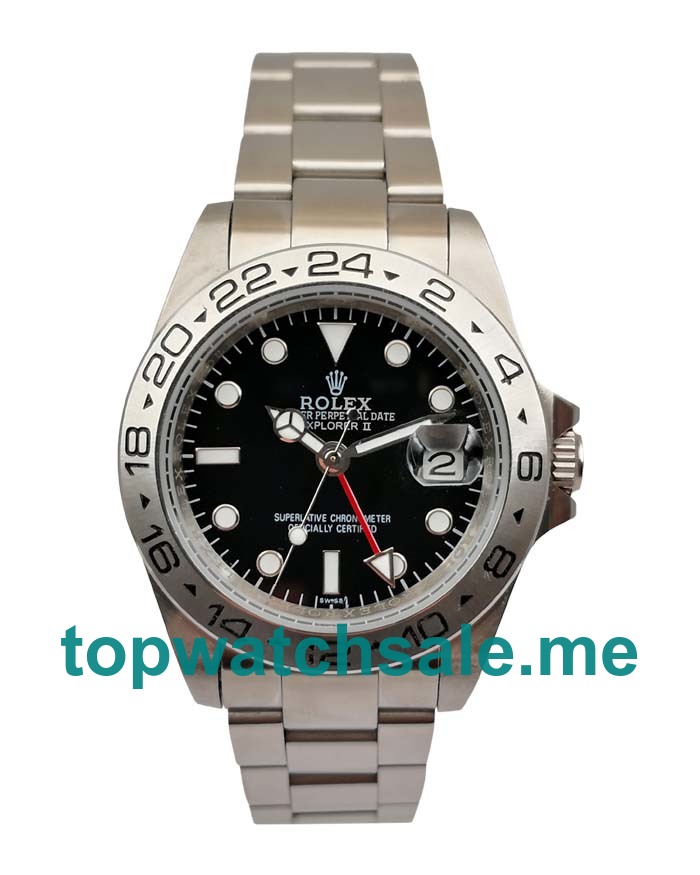 UK Rolex Explorer II 16570 Replica Watches With Black Dials For Men + Topreplicawatches.me