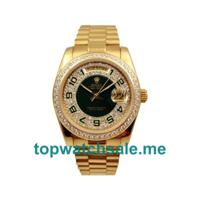 UK Rolex Day-Date 118348 Replica Watches With Green And Diamond Dials For Men + Topreplicawatches.me