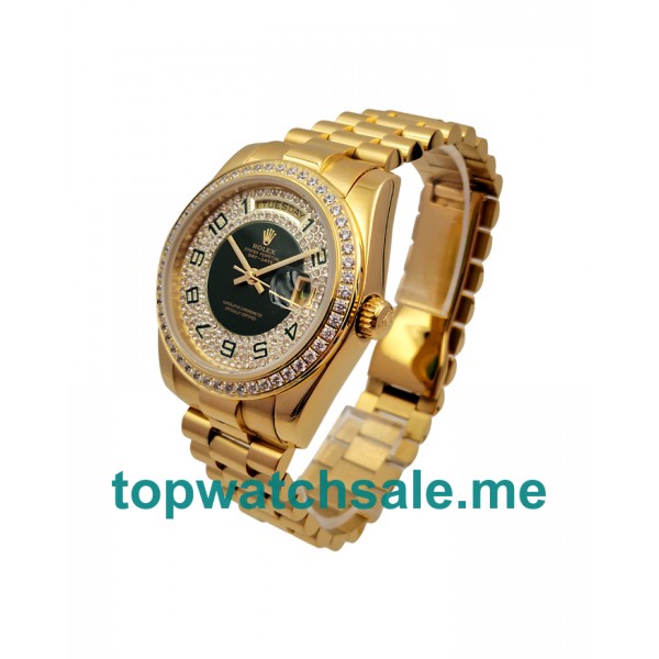 UK Rolex Day-Date 118348 Replica Watches With Green And Diamond Dials For Men + Topreplicawatches.me