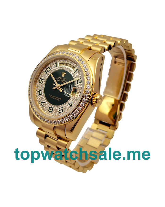 UK Rolex Day-Date 118348 Replica Watches With Green And Diamond Dials For Men + Topreplicawatches.me