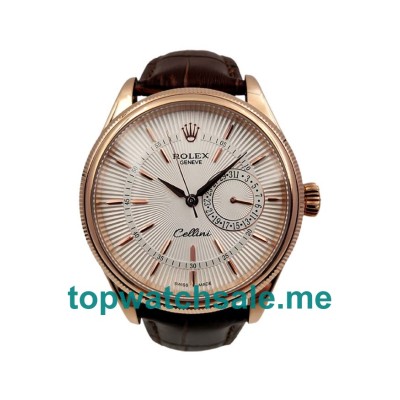 UK Rolex Cellini 50515 Replica Watches With White Dials For Men + Topreplicawatches.me