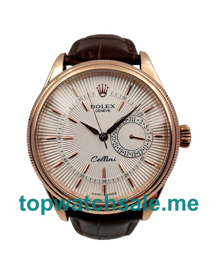 UK Rolex Cellini 50515 Replica Watches With White Dials For Men + Topreplicawatches.me