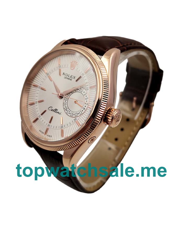 UK Rolex Cellini 50515 Replica Watches With White Dials For Men + Topreplicawatches.me