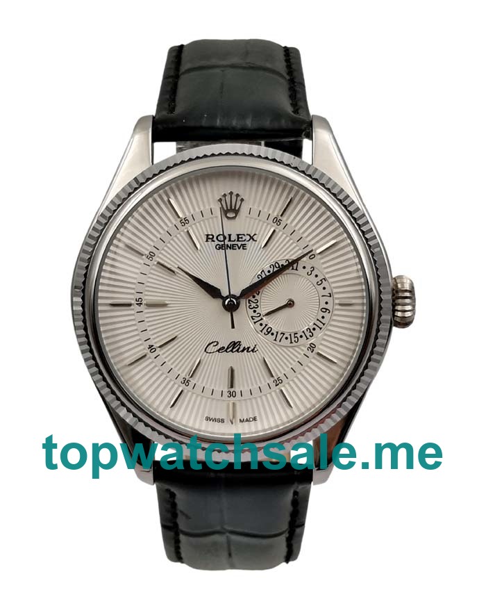 UK Rolex Cellini 50519 Replica Watches With White Dials For Men + Topreplicawatches.me