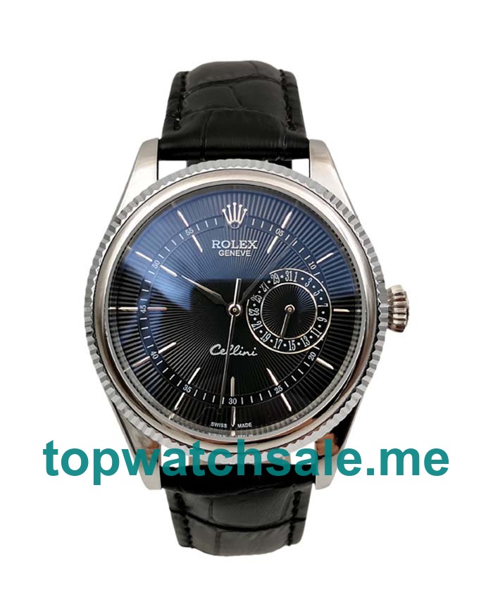 UK Rolex Cellini 50519 Replica Watches With Black Dials For Men + Topreplicawatches.me