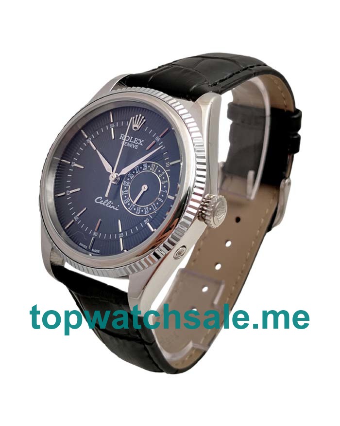 UK Rolex Cellini 50519 Replica Watches With Black Dials For Men + Topreplicawatches.me