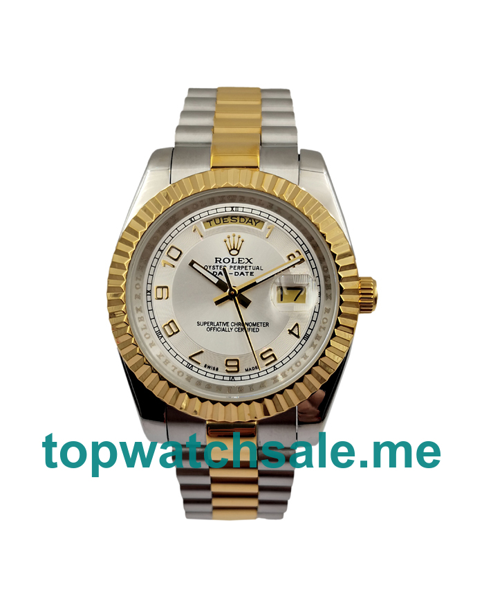 UK Rolex Day-Date II 218238 Replica Watches With White Dials For Men + Topreplicawatches.me