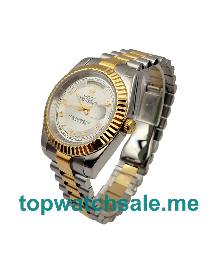 UK Rolex Day-Date II 218238 Replica Watches With White Dials For Men + Topreplicawatches.me