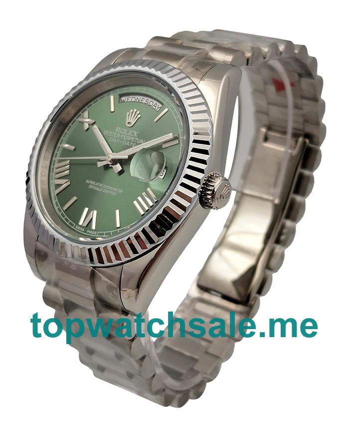 UK Rolex Day-Date II 228239 Replica Watches With Green Dials For Men + Topreplicawatches.me