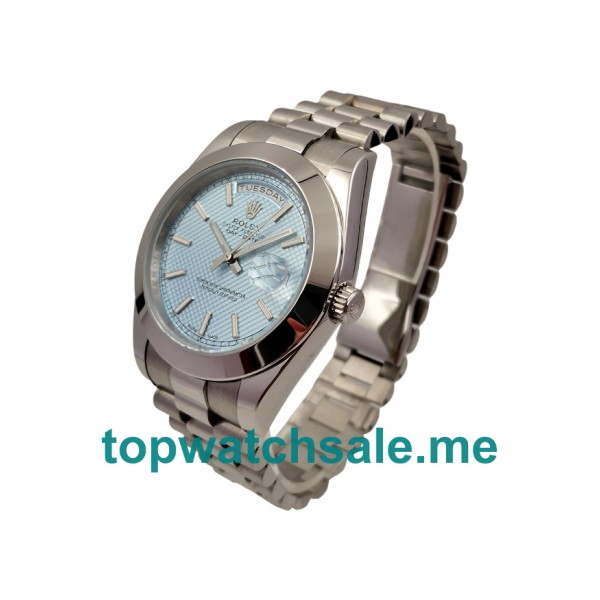 UK Rolex Day-Date 228206 Replica Watches With Light Blue Dials For Men + Topreplicawatches.me