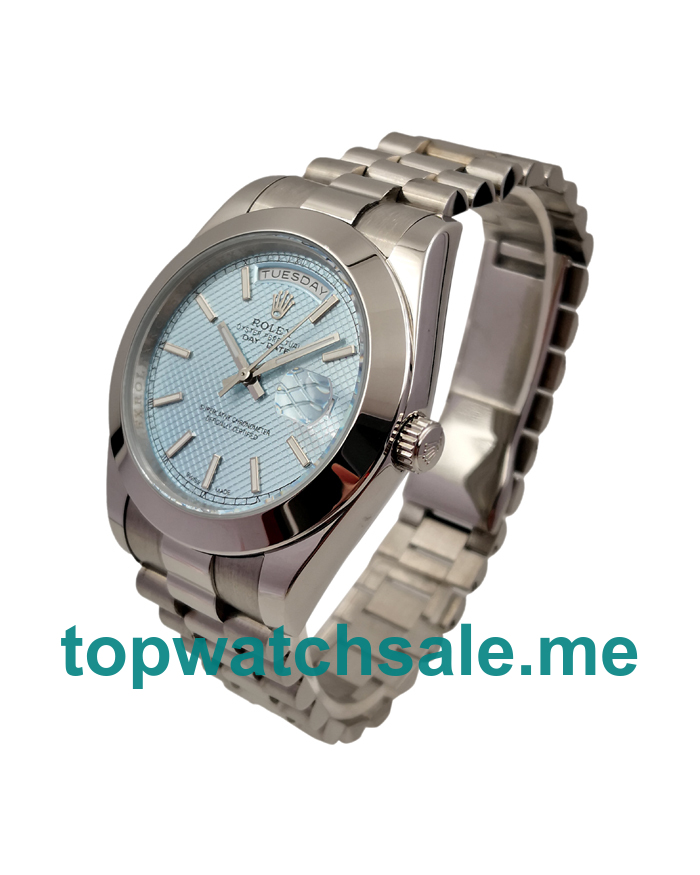 UK Rolex Day-Date 228206 Replica Watches With Light Blue Dials For Men + Topreplicawatches.me