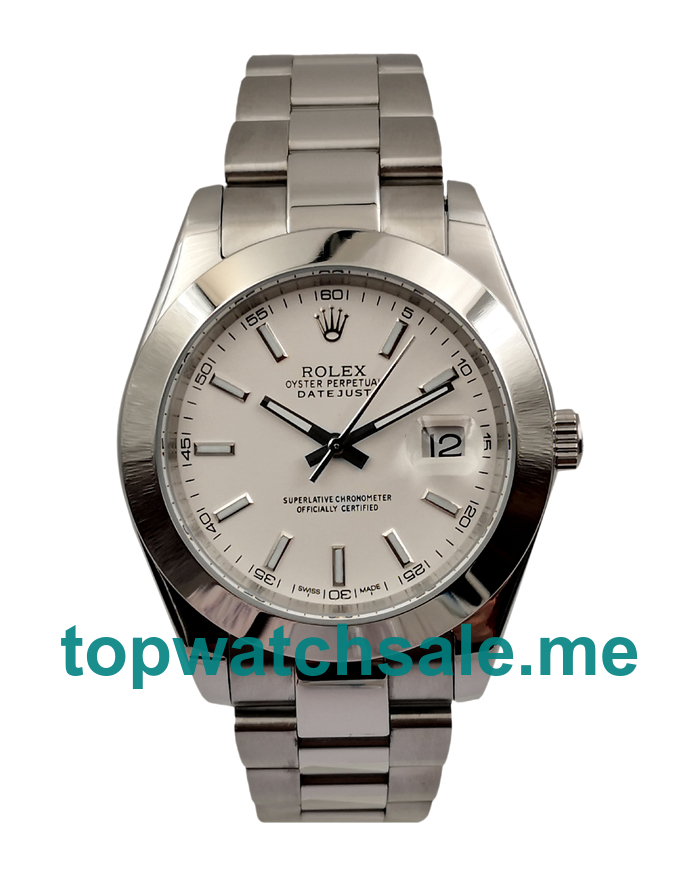 UK Rolex Datejust 126300 Replica Watches With White Dials For Men + Topreplicawatches.me