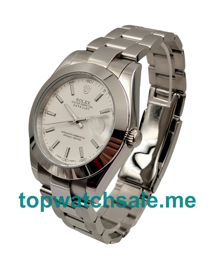 UK Rolex Datejust 126300 Replica Watches With White Dials For Men + Topreplicawatches.me