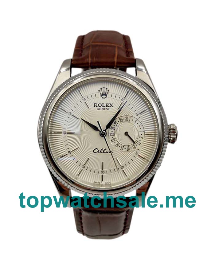 UK Rolex Cellini 50519 Replica Watches With Silver Dials For Men + Topreplicawatches.me