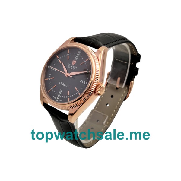 UK Rolex Cellini 50505 Replica Watches With Black Dials For Men + Topreplicawatches.me