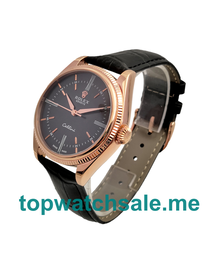 UK Rolex Cellini 50505 Replica Watches With Black Dials For Men + Topreplicawatches.me