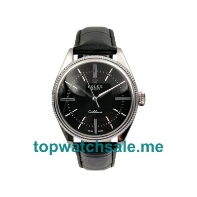 UK Rolex Cellini 50509 Replica Watches With Black Dials For Men + Topreplicawatches.me